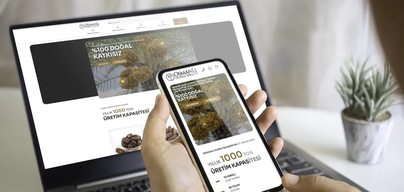 Sakarya e-ticaret sitesi için mobil uyumlu hurma mağazası ekranı