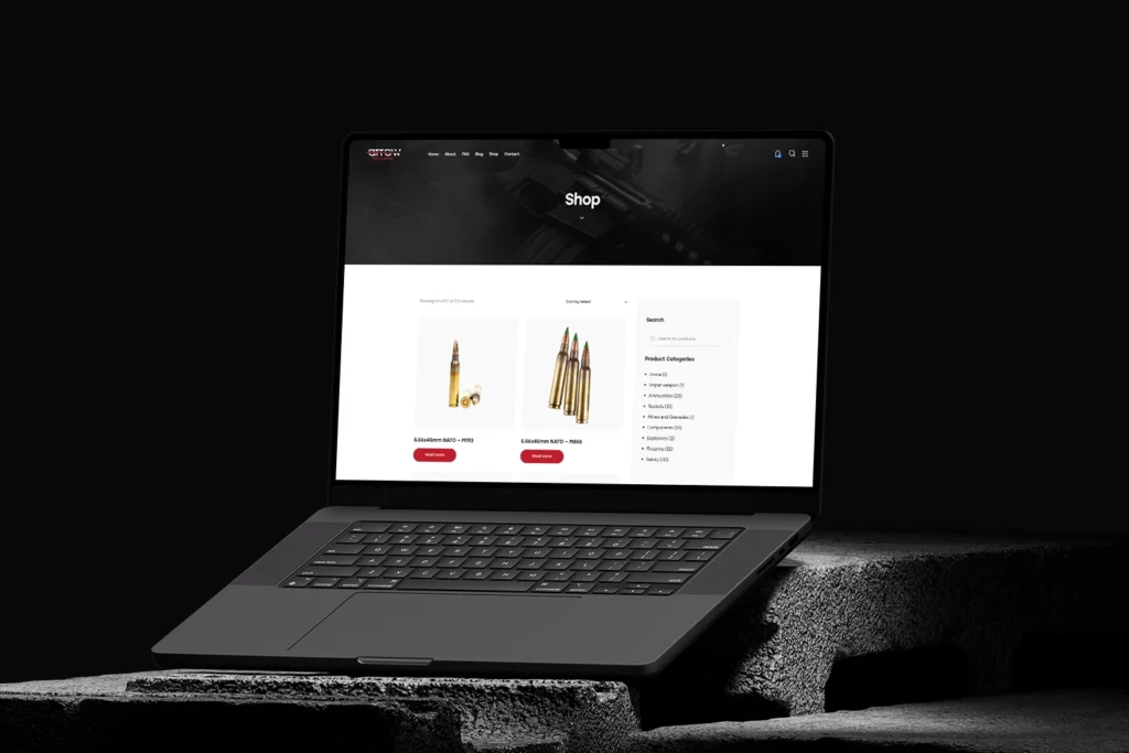 Arrow Defence e-ticaret sayfası ürün ekranı tasarımı - Modern web site tasarımı