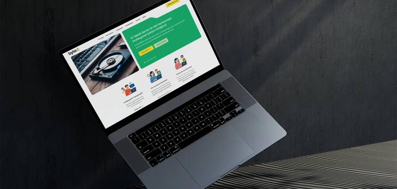Bytex teknik servis ve veri kurtarma web sitesi mockup - WordPress web site tasarımı