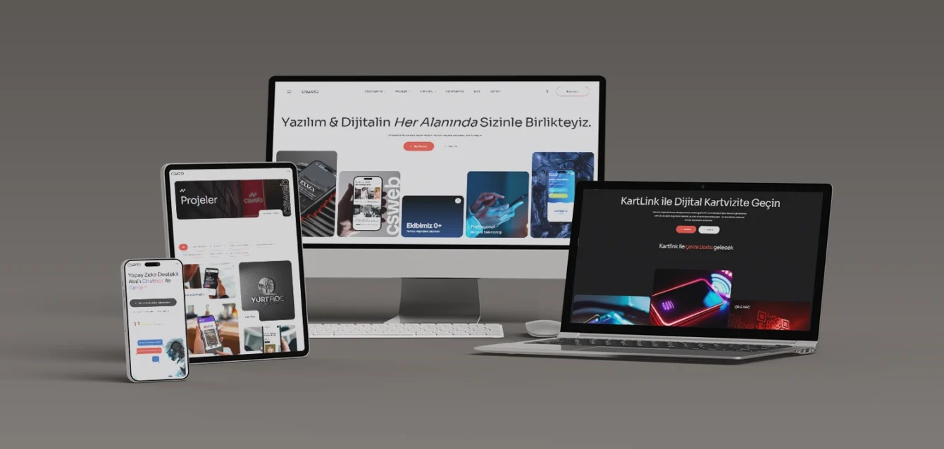 CsWeb yazılım ve dijital ajans hizmetleri için hazırlanmış kurumsal web site tasarımı mockup. Responsive - web site - tasarımı
