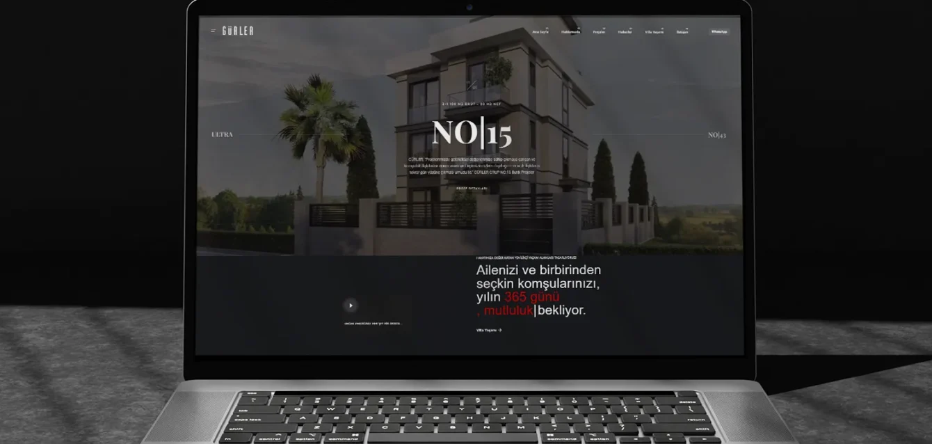 Gürler Yapı kurumsal web site tasarımı laptop ekranı- Kurumsal web site tasarımı