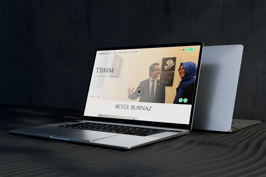 Betül Burnaz kişisel web sitesi mockup – siyasetçi & danışman - WordPress web site tasarımı
