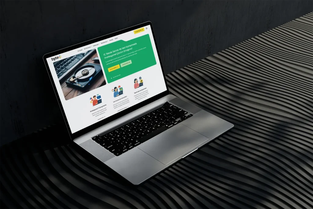 Bytex web site tasarımı laptop ekranı