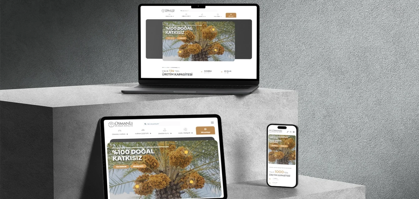 Osmanlı Hurma web site tasarımı laptop, tablet ve mobil görünüm - E-ticaret web site tasarımı