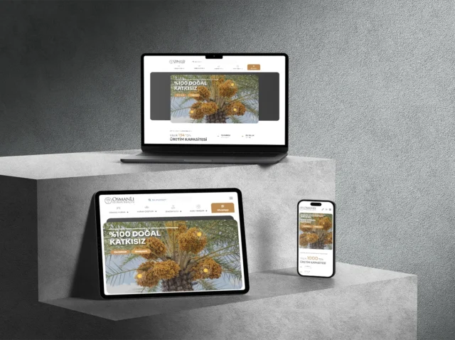 Osmanlı Hurma web site tasarımı laptop, tablet ve mobil görünüm - E-ticaret web site tasarımı