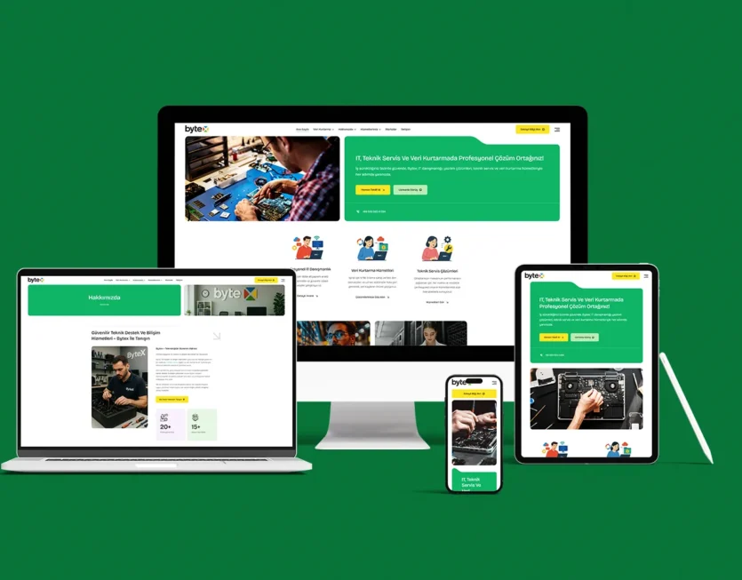 BYTEX web sitesi ana sayfa tasarımı