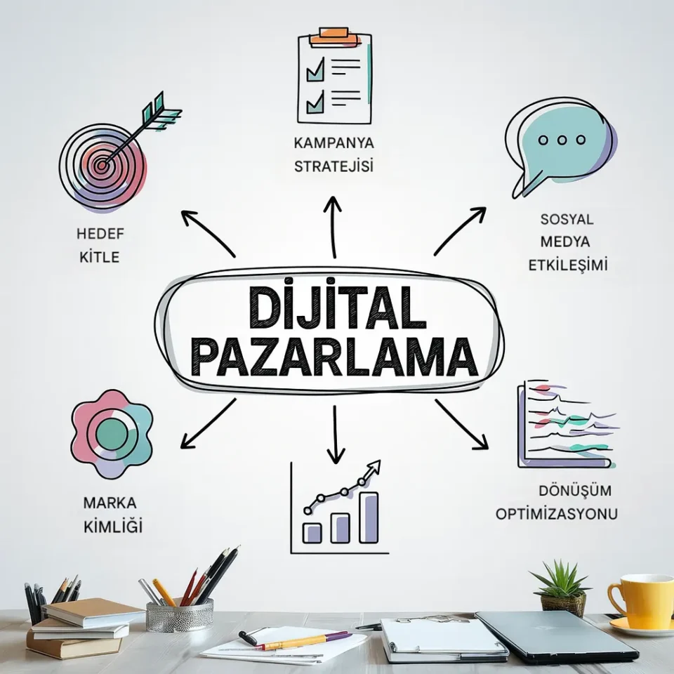 dijital pazarlama süreci illüstrasyonu