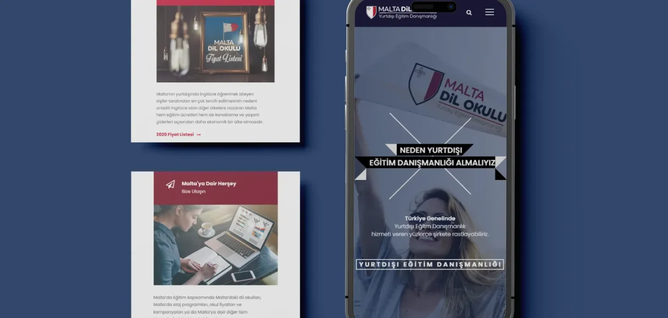 Malta Dil Okulu mobil uyumlu yurtdışı dil eğitimi web sitesi