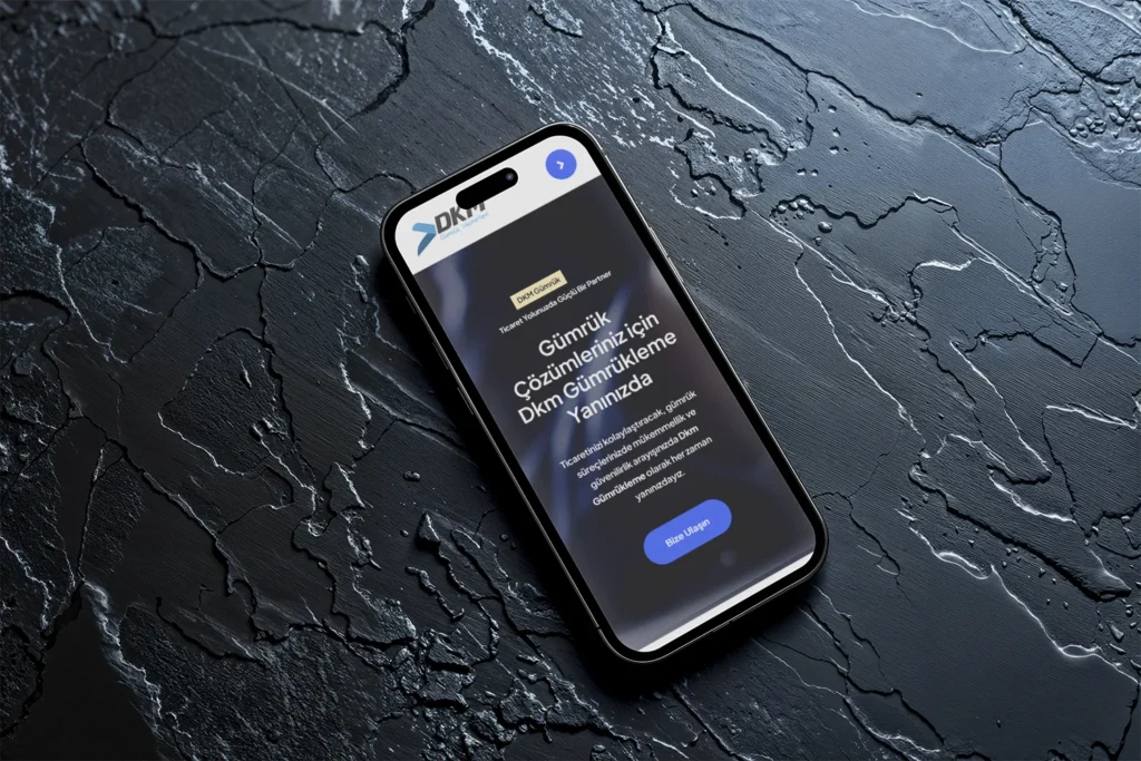 Sakarya web tasarım -gümrük/danışmanlık için mobil website tasarımı, koyu tema