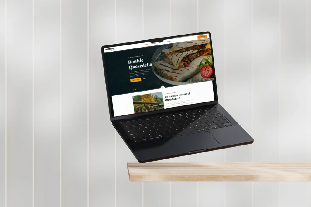 Beğendik Gurme restoran web sitesi mockup – yiyecek ve içecek tasarımı - WordPress web site tasarımı