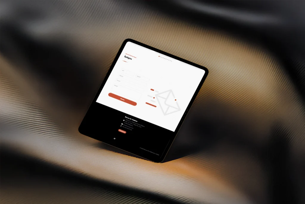 BerceAir web sitesi iPad ekran iletişim formu tasarımı - Sakarya web site tasarım ajansı​
