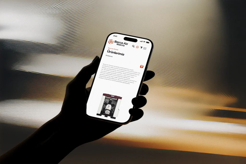 BerceAir ürün sayfası iPhone ekran tasarımı - Sakarya web site tasarım ajansı​
