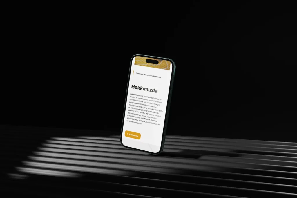 Beka Mühendislik web site tasarımı mobil görünüm