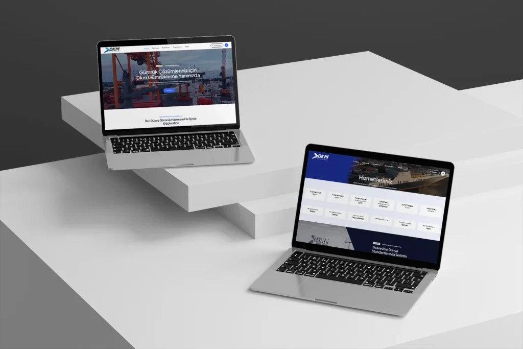 DKM Gümrük Hizmetleri web site tasarımı laptop ekranı
